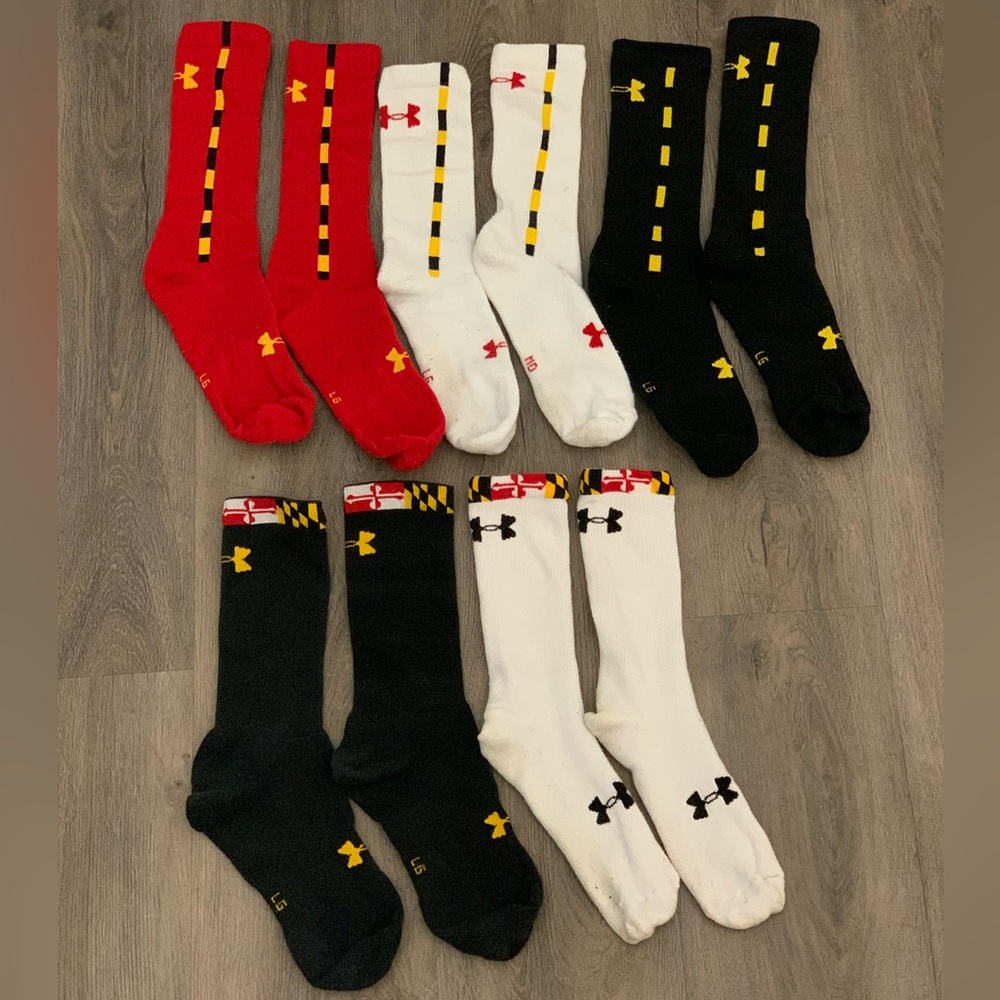 Under Armour Maryland Terps Crew Socks Lot - 5 Pairs